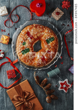 spanish three kings cake and gifts 84947485