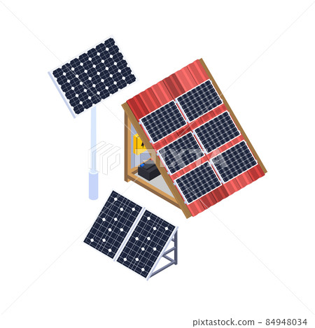 Solar Batteries System Composition - Stock Illustration [84948034] - PIXTA
