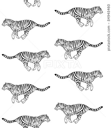 Vector seamless pattern of hand drawn tiger - Stock Illustration ...