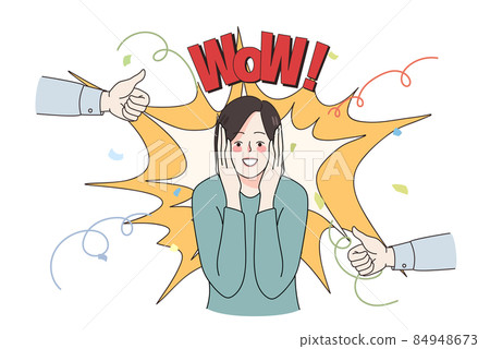 Overjoyed woman triumph with success or win 84948673