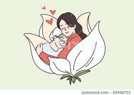 Young woman hug comfort mature grandmother  84948701