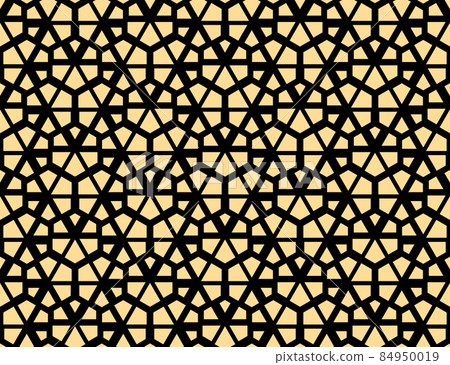 Abstract geometric pattern. A seamless vector background. Gold and black ornament. Graphic modern pattern. Simple lattice graphic design 84950019