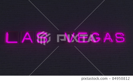 LAS VEGAS signboard made with glowing neon letters in the dark. 3D rendering 84950812