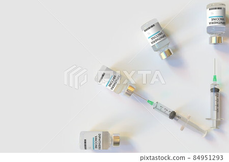 Clock face made with diphtheria vaccine vials and syringes. Vaccination time concept. Conceptual medical 3D rendering Clock face made with diphtheria vaccine vials and syringes. Vaccination time concept. Conceptual medical 3D rendering 84951293
