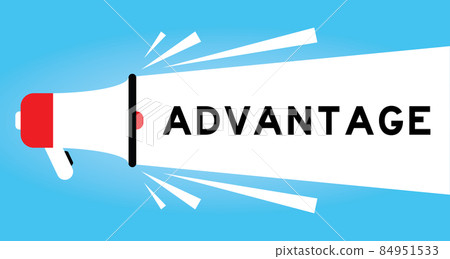 Color megphone icon with word advantage in white banner on blue background 84951533
