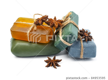 Natural organic soap bars on white background 84953595