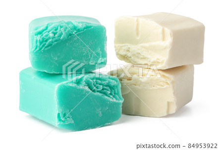Front view of soap bars isolated on white background Front view of soap bars isolated on white background 84953922