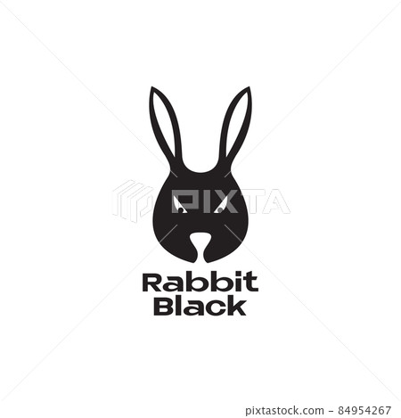 black head face rabbits cute logo symbol icon... - Stock Illustration ...
