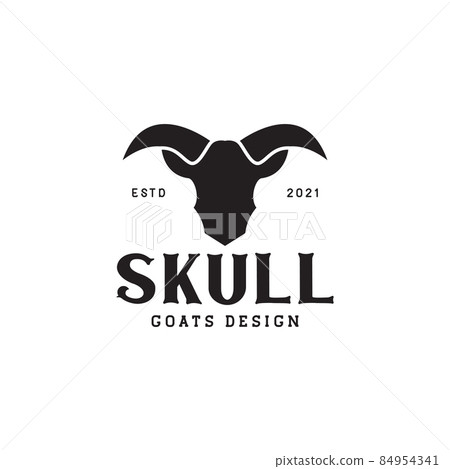 black head skull goats vintage logo symbol icon vector graphic design illustration idea creative 84954341