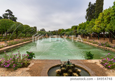 The gardens of Alcazar of the Christian Monarchs in Cordoba, Andalusia, Spain The gardens of Alcazar of the Christian Monarchs in Cordoba, Andalusia, Spain 84954748