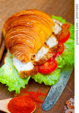 savory croissant brioche bread with chicken breast savory croissant brioche bread with chicken breast 84955092