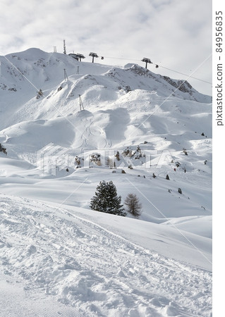 Skiing slopes from the top 84956835