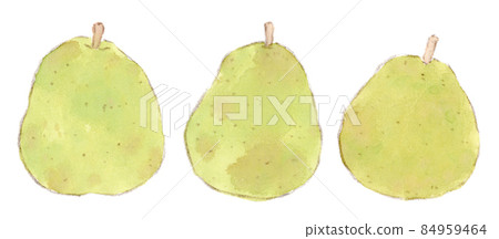秋冬季水果：梨的水彩插圖（Pear，La France） 84959464