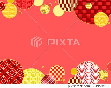 Retro Pop Japanese Pattern Dot Frame - Stock Illustration [84959498 