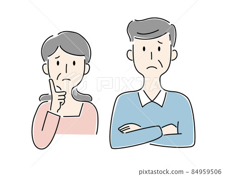 Hand-painted style, vector illustrations of elderly men and women who are worried Hand-painted style, vector illustrations of elderly men and women who are worried 84959506