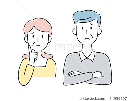 Hand-painted style, vector illustrations of elderly men and women who are worried Hand-painted style, vector illustrations of elderly men and women who are worried 84959507