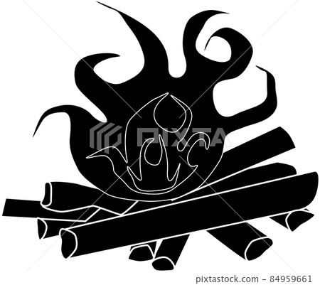 The silhouette of a bonfire that burns quietly The silhouette of a bonfire that burns quietly 84959661