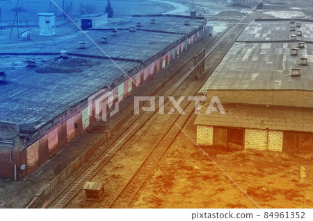 Old abandoned industrial warehouse architecture for storage of chemical fertilizers plant 84961352