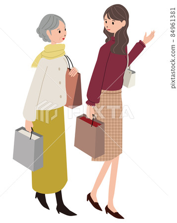 Isome daughter and shopping senior woman 84961381