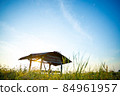 A small hut in the field in the morning 84961957