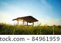 A small hut in the field in the morning 84961959