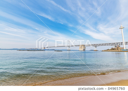 Sakaide City, Kagawa Prefecture Seto Ohashi and Seto Ohashi Tower in fine weather seen from the Sakaide City side 84965760