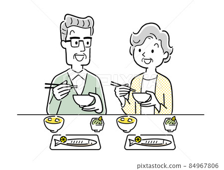 Vector Illustration Material: Senior couple eating Vector Illustration Material: Senior couple eating 84967806