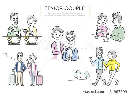 Vector Illustration Material: Senior Couple's Lifestyle 84967809