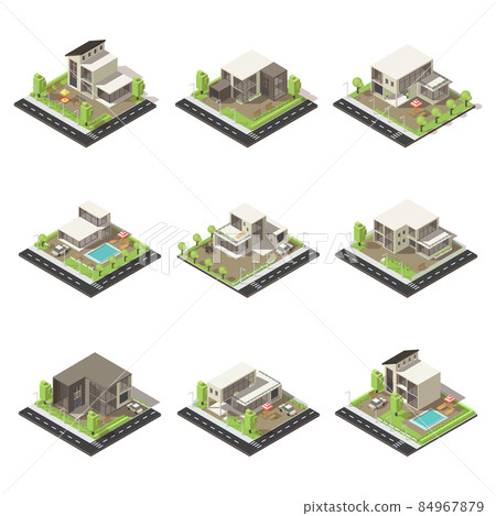 Isometric Cottages And Mansions Set 84967879
