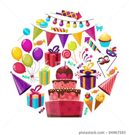 Birthday Elements Round Composition Birthday Elements Round Composition 84967885