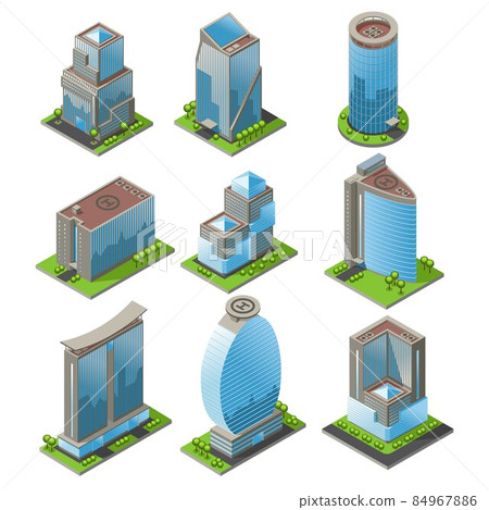Isometric Urban Office Buildings Set Isometric Urban Office Buildings Set 84967886