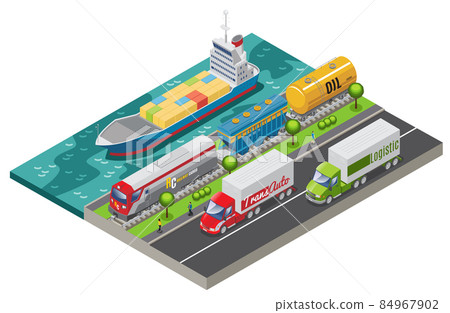 Isometric Logistic Transportation Concept Isometric Logistic Transportation Concept 84967902