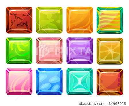 Cartoon Square Buttons Set 84967928
