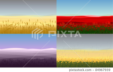 Colorful Beautiful Field Landscapes Set Colorful Beautiful Field Landscapes Set 84967939
