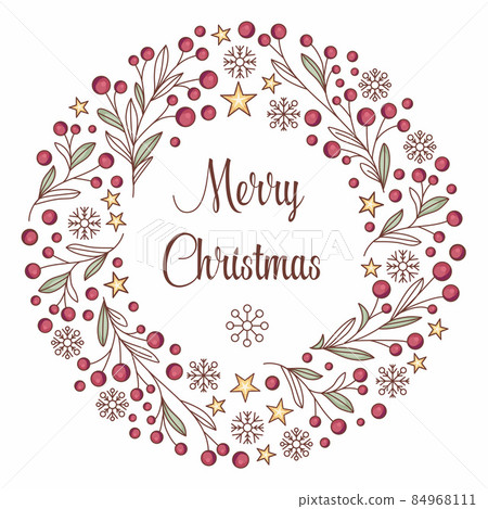 Christmas wreath sketched vector. Seasons Greeting wreath vector pattern on a white background. Round Christmas wreath vector Christmas wreath sketched vector. Seasons Greeting wreath vector pattern on a white background. Round Christmas wreath vector 84968111