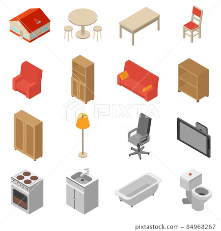 Interior Isometric Icons Set Interior Isometric Icons Set 84968267