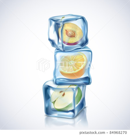 Ice Cubes With Fruits 84968270