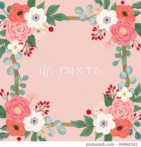 Botanical frame square 02 with bouquet and crate Botanical frame square 02 with bouquet and crate 84968391