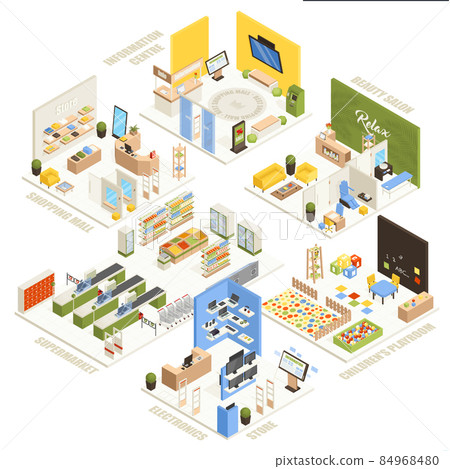 Shopping Mall Isometric Composition Poster Shopping Mall Isometric Composition Poster 84968480