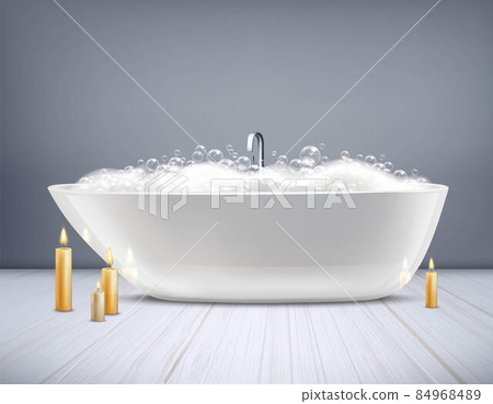 Bathtub With Foam 3D Illustration Bathtub With Foam 3D Illustration 84968489