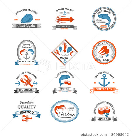 Seafood Emblems Colored 84968642