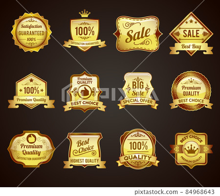 Golden sales labels icons collection 84968643