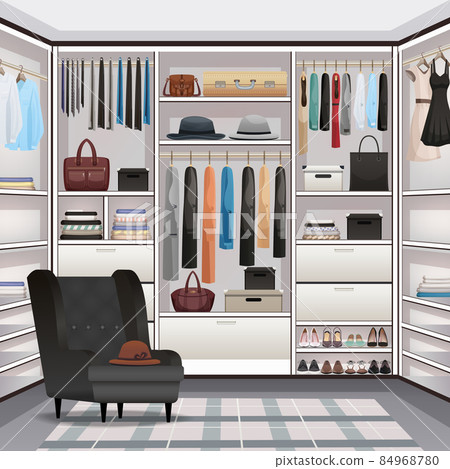 Wardrobe Cloakroom Interior Realistic Wardrobe Cloakroom Interior Realistic 84968780