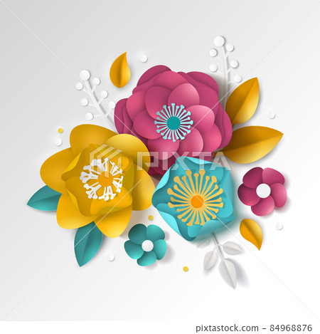 Realistic Paper Floral Background Realistic Paper Floral Background 84968876