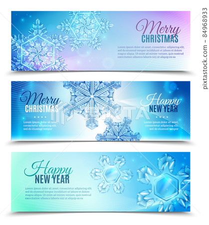 Realistic Snowflake Banner Set Realistic Snowflake Banner Set 84968933