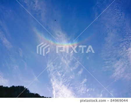 Upside-down rainbow, Circumzenithal arc seen on a sunny day in spring 84969044