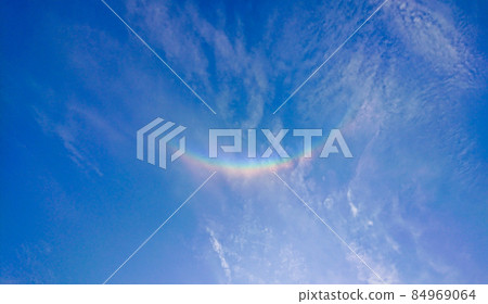 Upside-down rainbow, Circumzenithal arc seen on a sunny day in spring Upside-down rainbow, Circumzenithal arc seen on a sunny day in spring 84969064