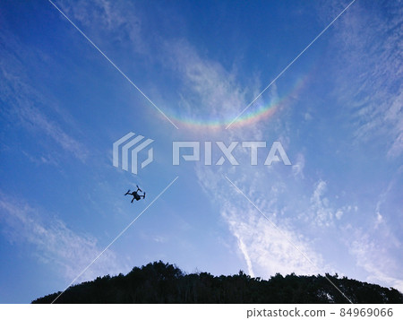 Upside-down rainbow, Circumzenithal arc seen on a sunny day in spring 84969066