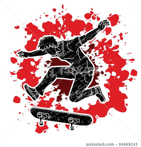Extreme Sport Skateboard Player Action Skateboarder Cartoon Graphic Vector Extreme Sport Skateboard Player Action Skateboarder Cartoon Graphic Vector 84969243