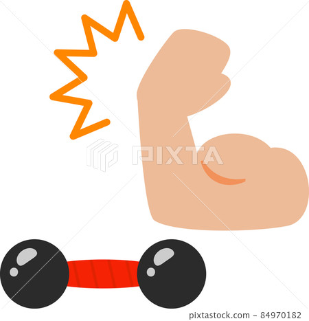 Arms with muscles and dumbbells Arms with muscles and dumbbells 84970182